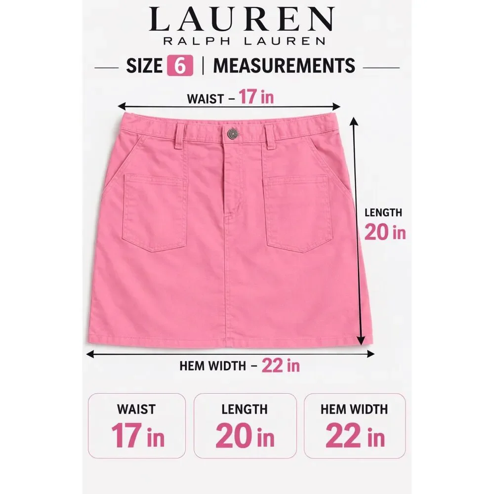Ralph Lauren Pink Cotton Stretch Skirt Women’s Size 6 Preppy Casual Resort Golf - Picture 2 of 13